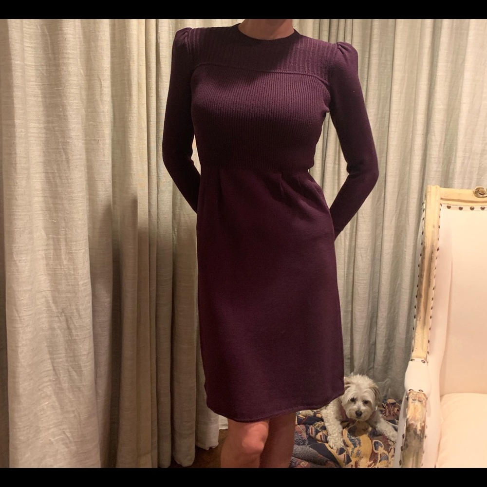 St. John Long Sleeve Knit Dress in Deep Plum